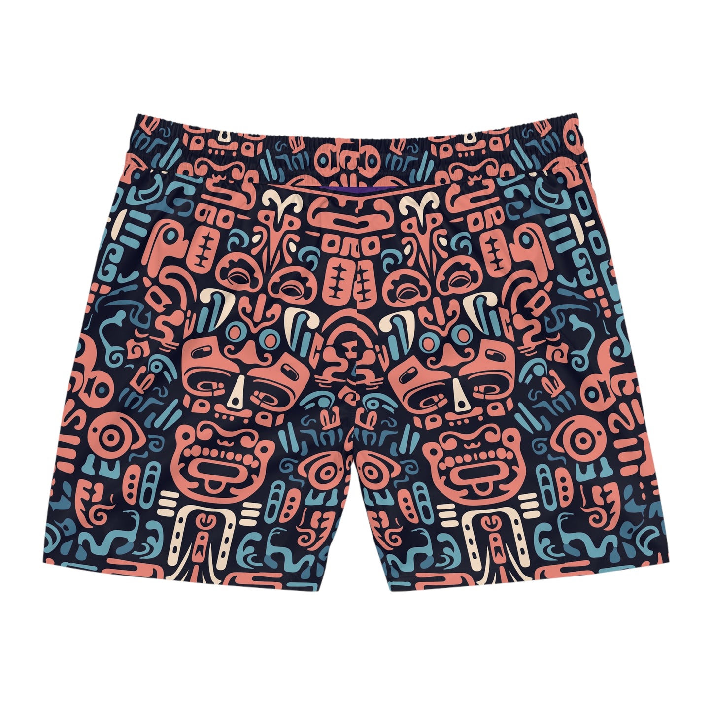 Costume da bagno blu di media lunghezza da uomo Aztechi "Amoor" - Perfetti per le giornate in spiaggia