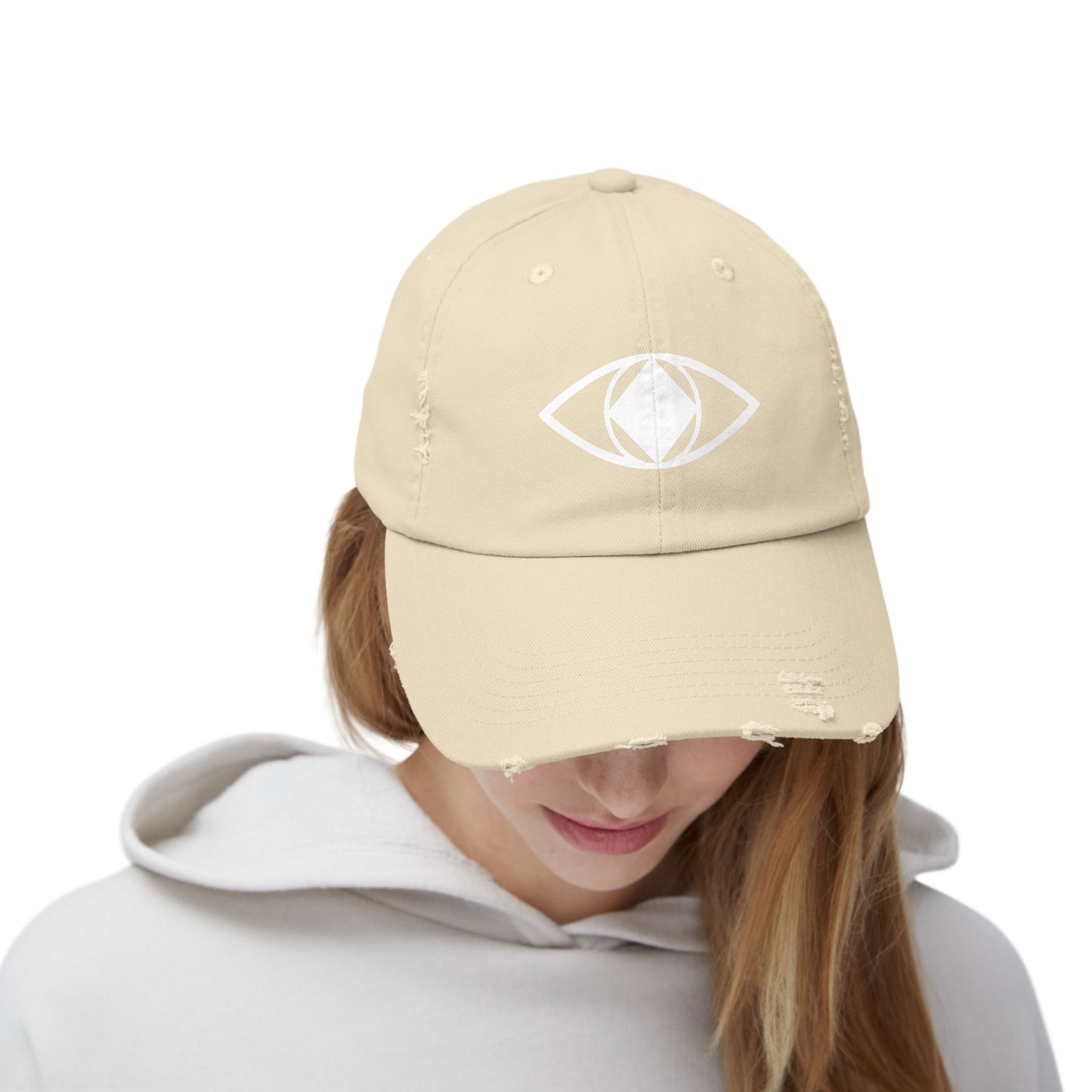 Unisex Distressed Eye Design Cap - Trendy and Relaxed Style