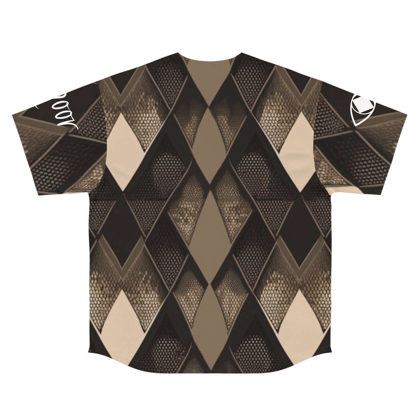 Maglia da baseball da uomo con logo 'SNK' e trama marrone