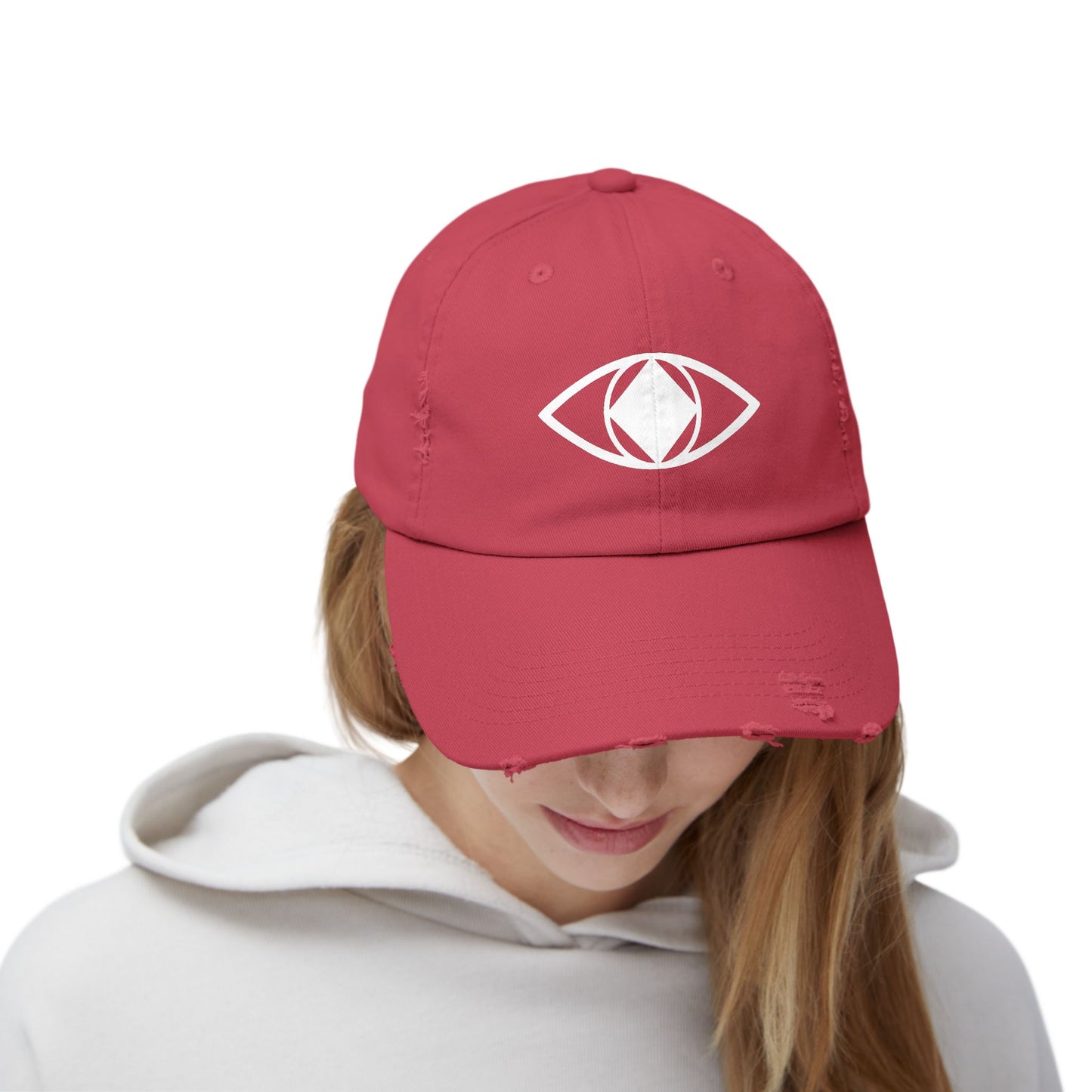 Unisex Distressed Eye Design Cap - Trendy and Relaxed Style