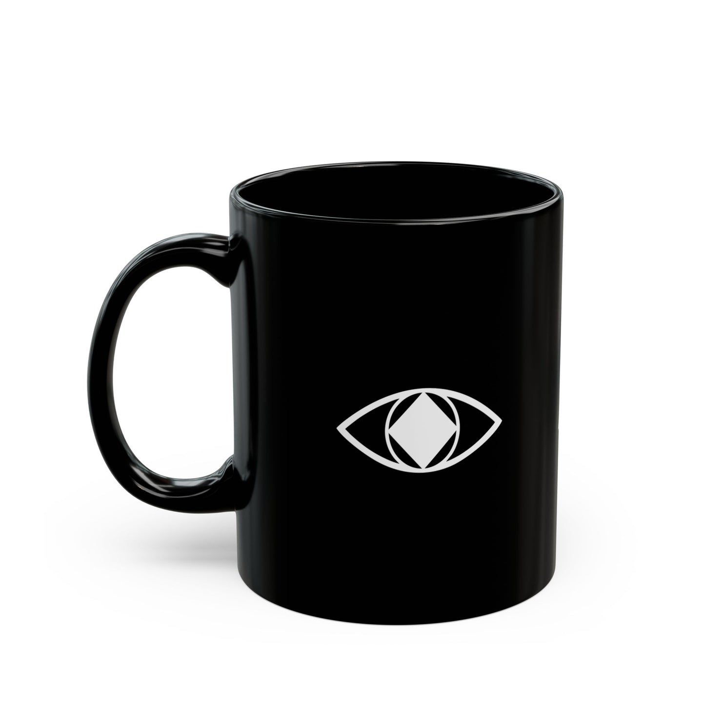 Contemporary Black Coffee Mug with "Metamoorphosis" Design - Perfect for Creatives and Gift Giving
