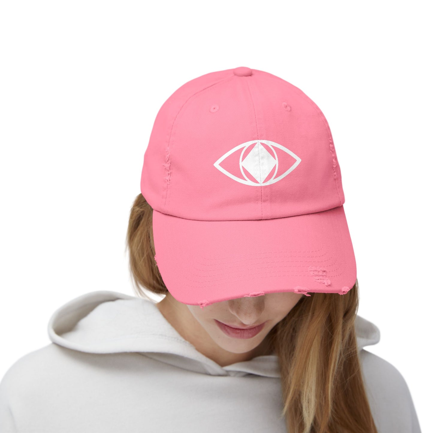 Unisex Distressed Eye Design Cap - Trendy and Relaxed Style