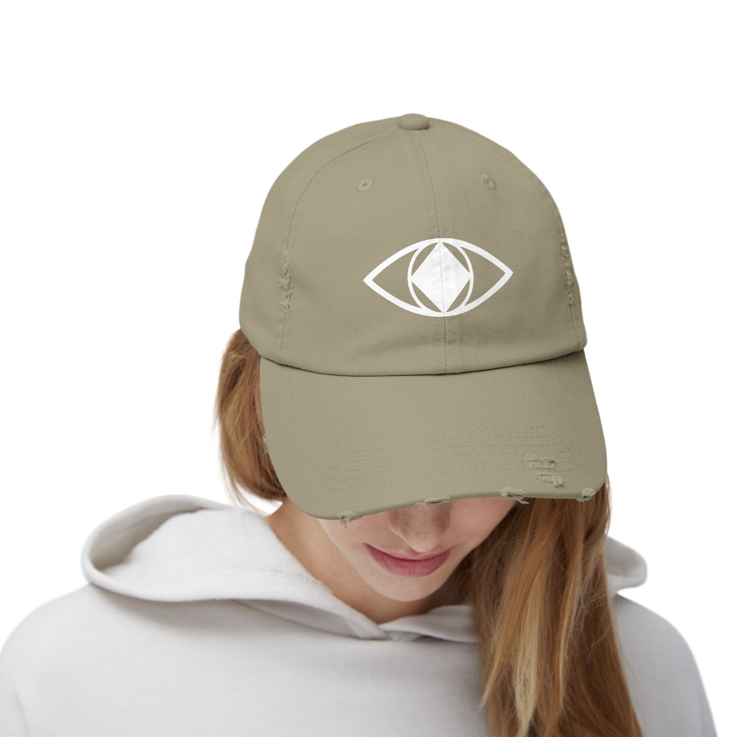 Unisex Distressed Eye Design Cap - Trendy and Relaxed Style