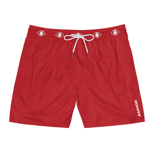 Costume da bagno rosso scuro di media lunghezza da uomo "Metamoorphosis" - Perfetti per le giornate in spiaggia