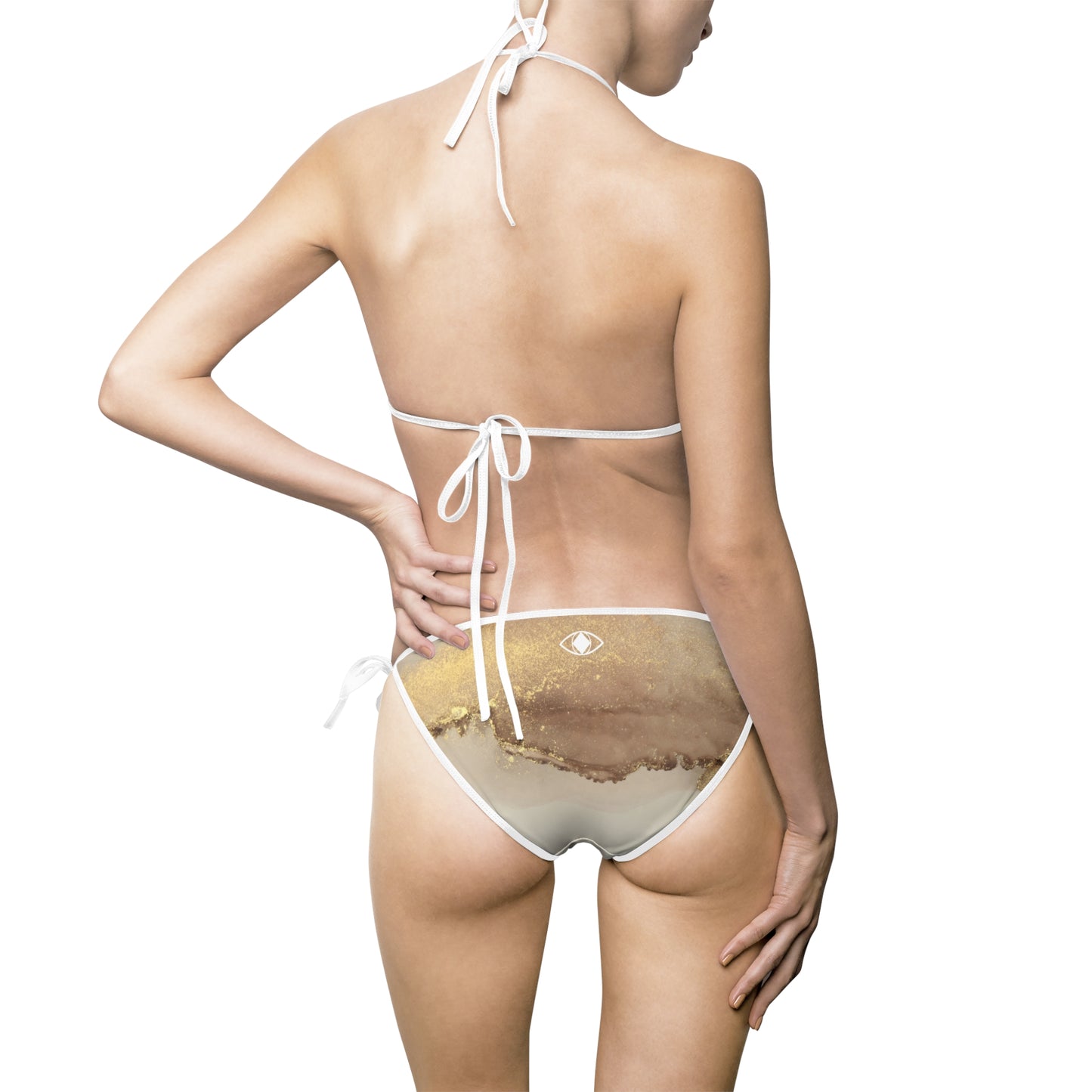 Elegante costume da bagno bikini da donna "Metamoorphosis" terra oro - Pronta per la spiaggia con accenti dorati