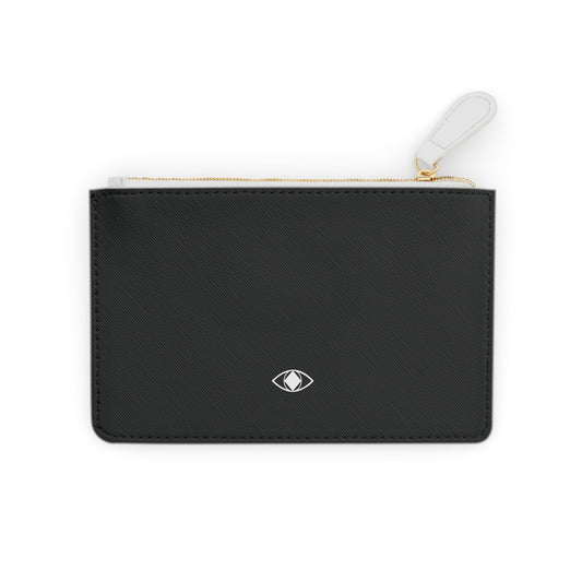 Mini black Clutch Bag "Metamoorphosis" with white zip