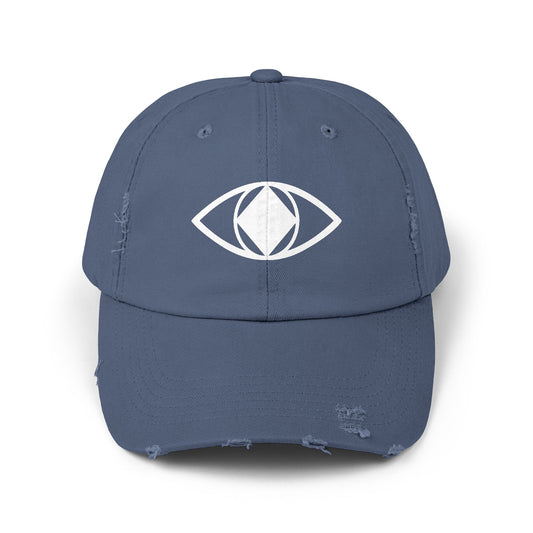 Unisex Distressed Eye Design Cap - Trendy and Relaxed Style
