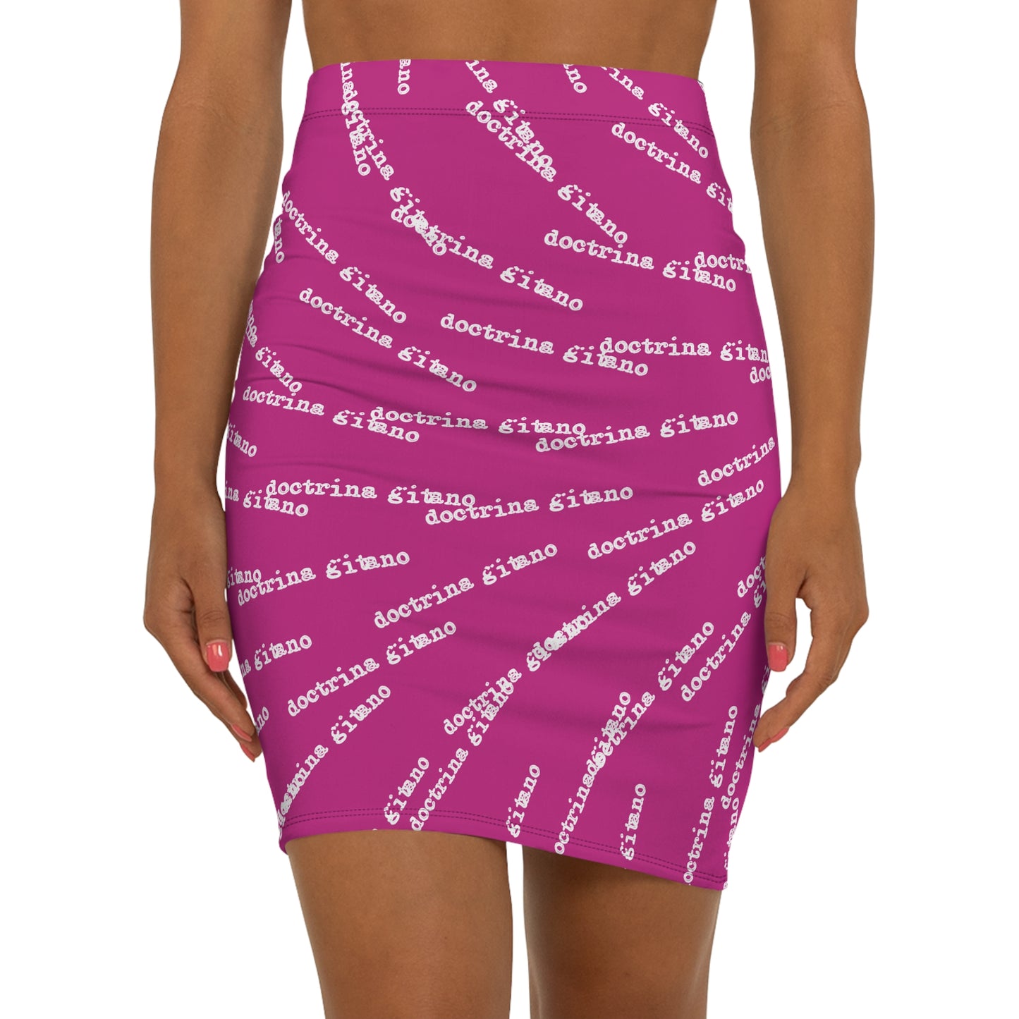 Sassy Classic "DG" Fluo Pink Mid-Waist Pencil Skirt for Chic Styling