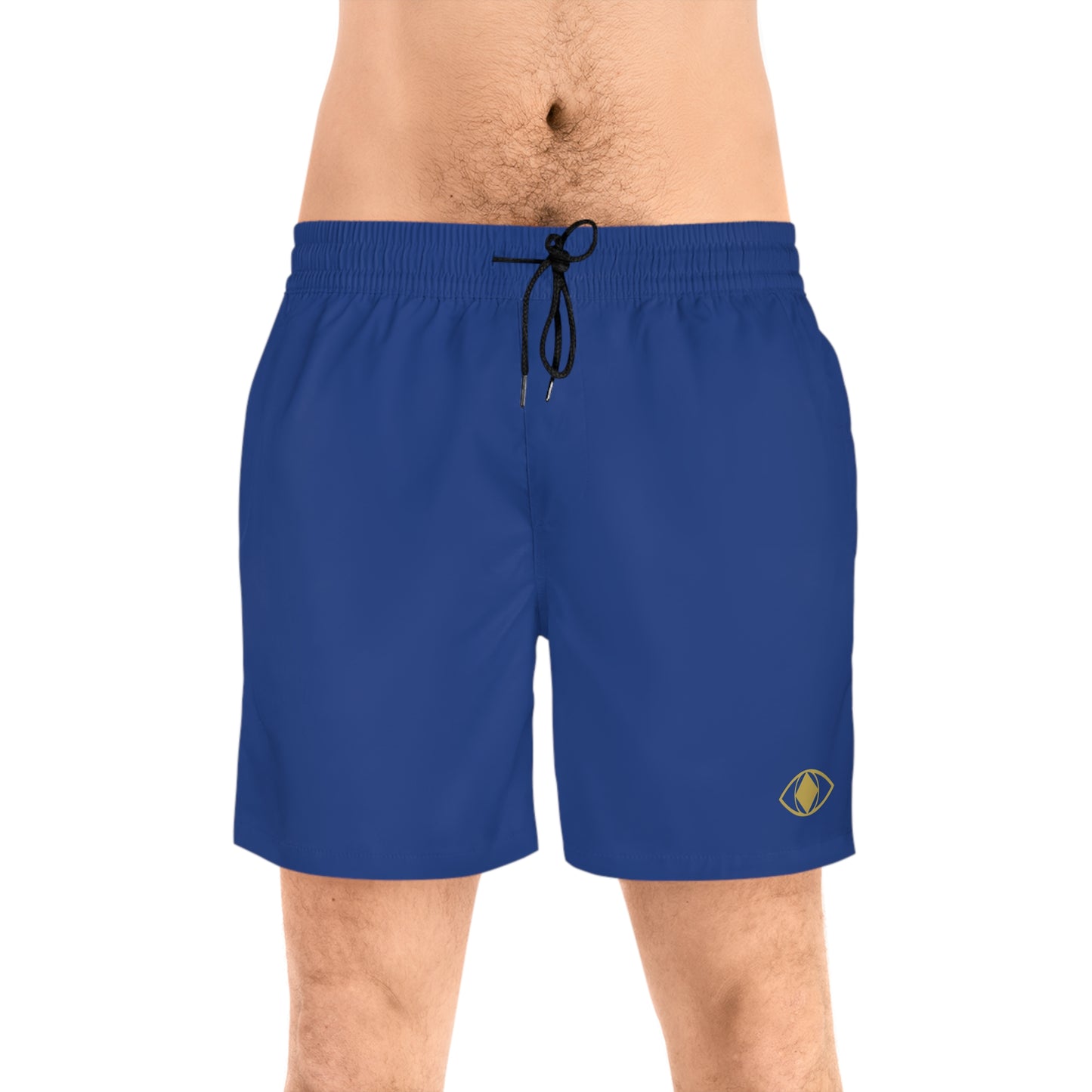 Costume da bagno blu elettrico di media lunghezza da uomo con logo oro "Metamoorphosis" - Perfetti per le giornate in spiaggia