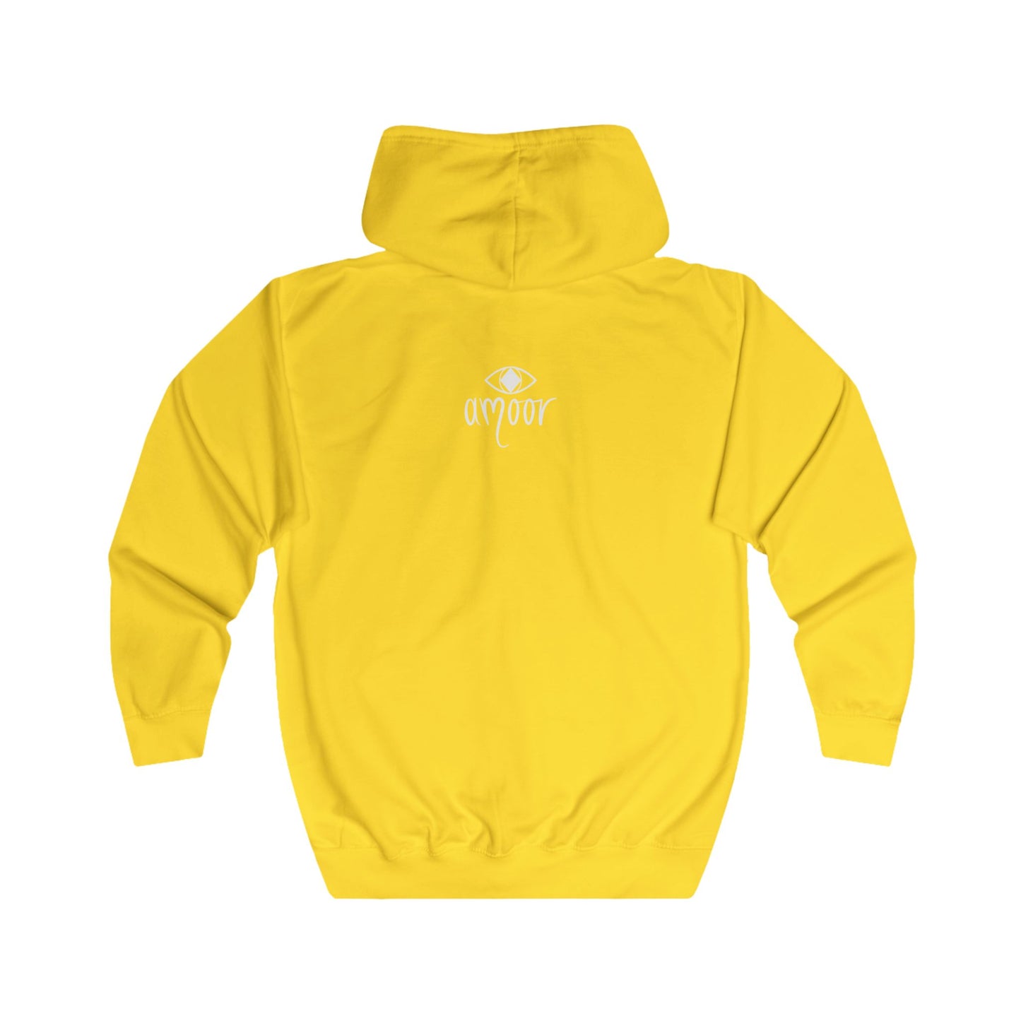 Unisex Yellow Full Zip Hoodie with "Metamoorphosis"  Design - Cozy Fashion for Everyday Wear