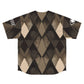 Maglia da baseball da uomo con logo 'SNK' e trama marrone