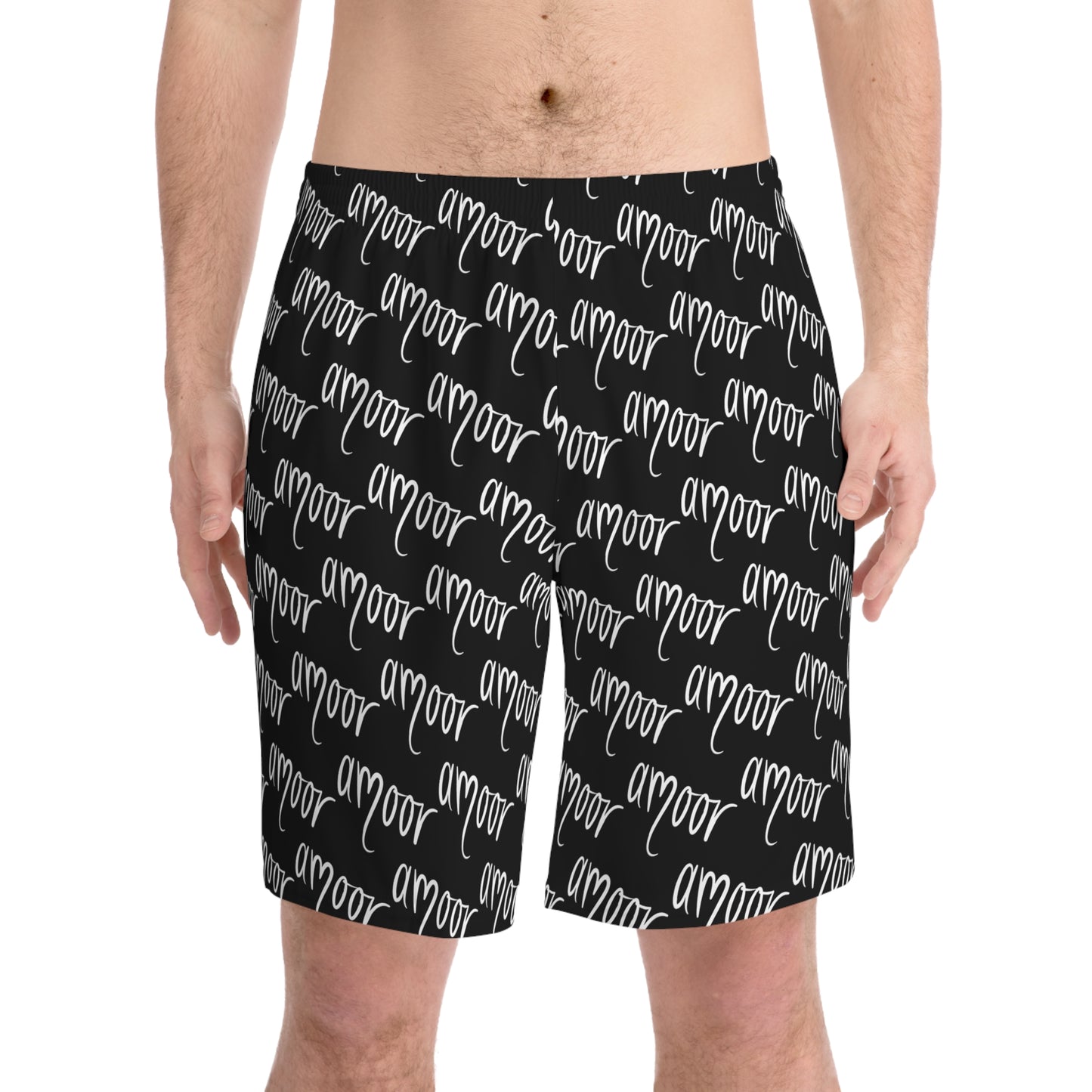 Stylish Elastic Beach Shorts for Men "AMR" black weave