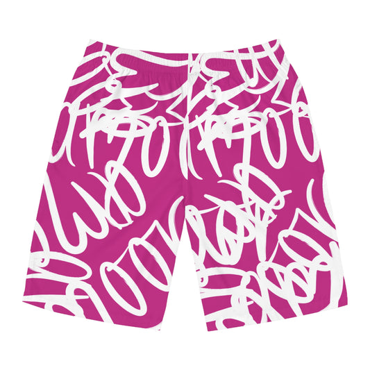 "AMR" Men's Board Shorts fluo pink & white