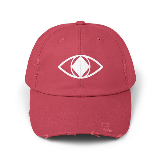 Unisex Distressed Eye Design Cap - Trendy and Relaxed Style