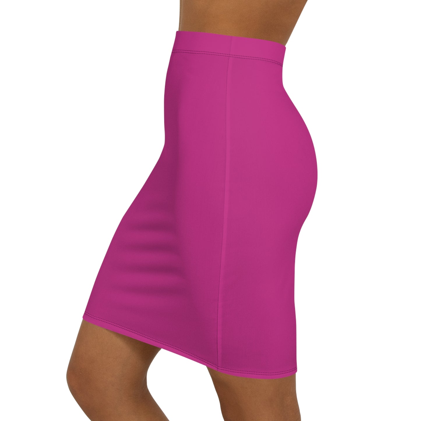 Sassy Classic Fluo Pink Mid-Waist Pencil Skirt for Chic Styling "Metamoorphosis"