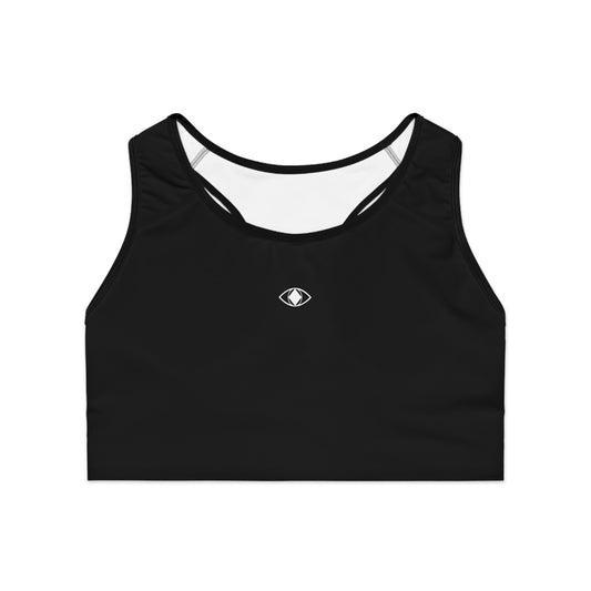 Stylish Black Sports Bra for Active Wear & Comfort with "Metamoorphosis" logo