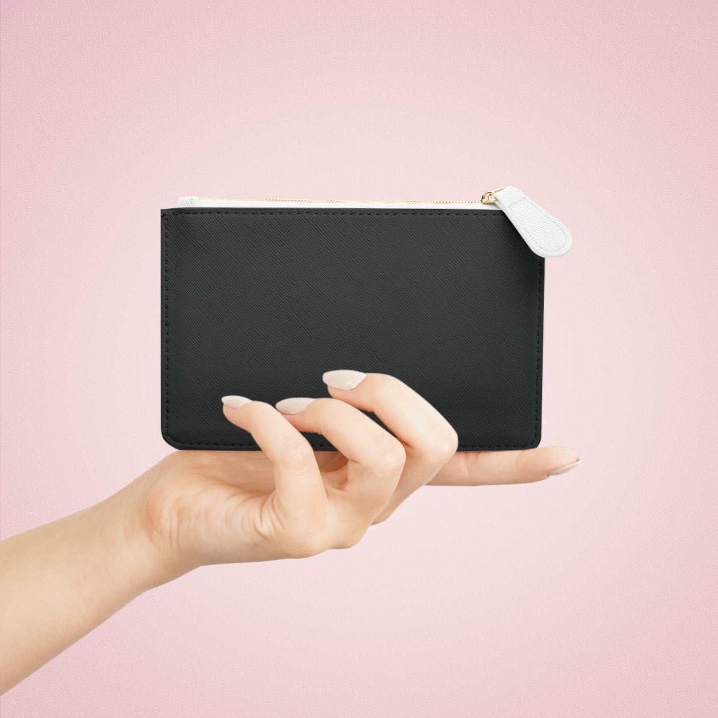 Mini black Clutch Bag "Metamoorphosis" with white zip