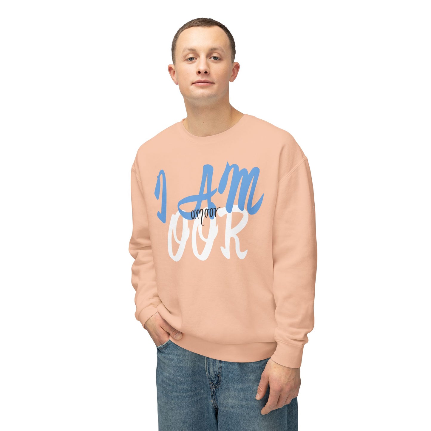 I AM OOR Unisex Rose Lightweight Crewneck Sweatshirt – Cozy and Stylish for Everyday Wear