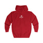 Unisex Red Full Zip Hoodie with "Metamoorphosis"  Design - Cozy Fashion for Everyday Wear