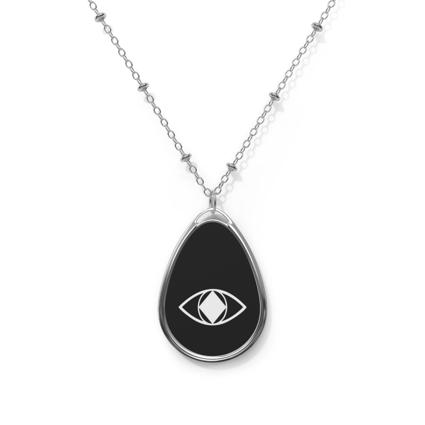 Elegante collana donna forma ovale nera "Metamoorphosis" - Accessorio minimalista in argento