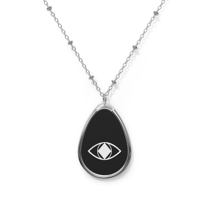 Elegante collana donna forma ovale nera "Metamoorphosis" - Accessorio minimalista in argento