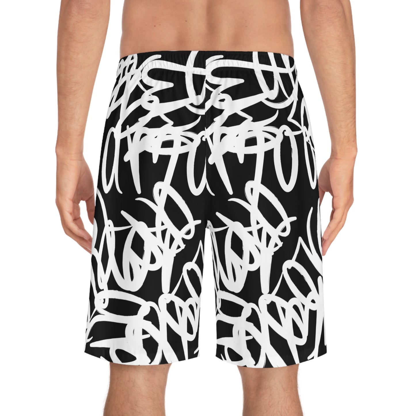 " AMR" Men's Board Shorts black & white