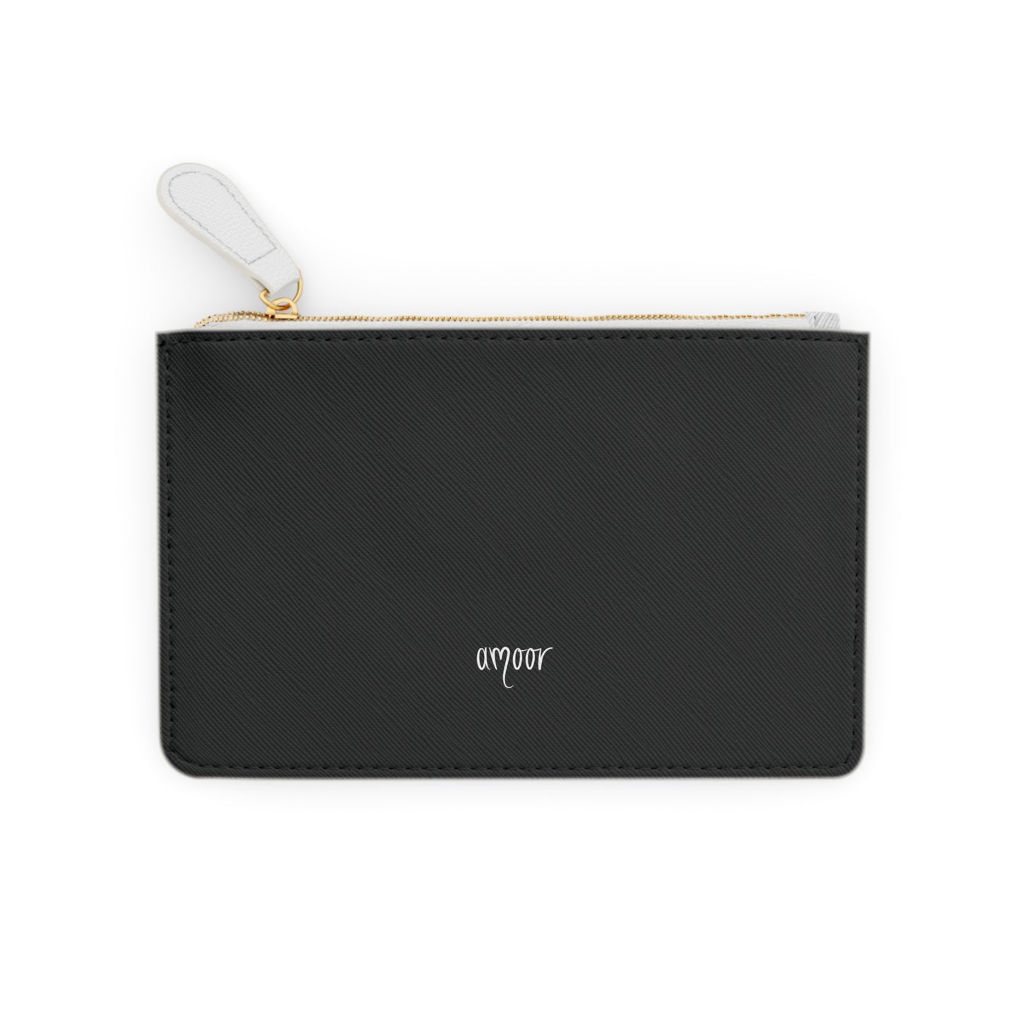 Mini black Clutch Bag "Metamoorphosis" with white zip