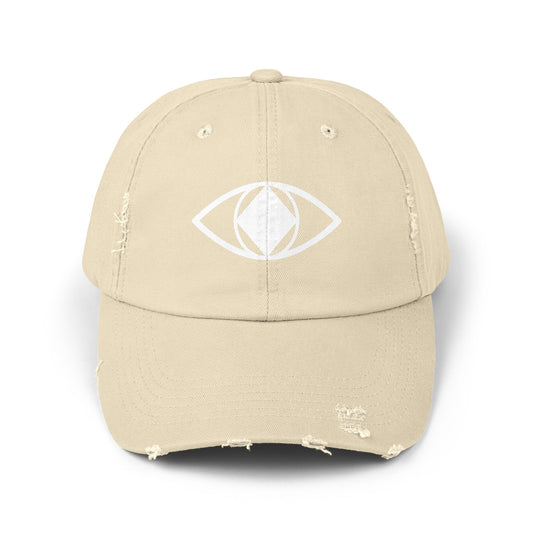 Unisex Distressed Eye Design Cap - Trendy and Relaxed Style