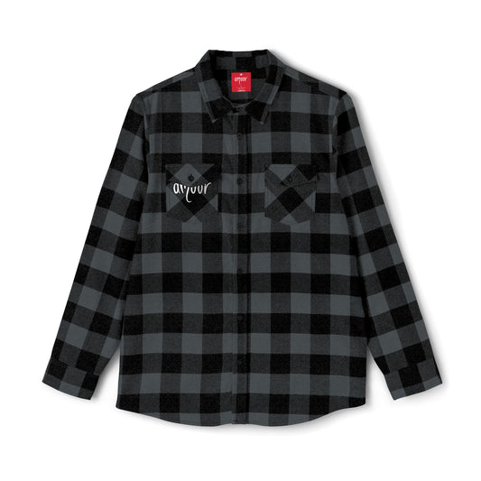 Unisex Flannel Shirt "AAA" di Amoor - Cozy Black & Gray Checkered Shirt