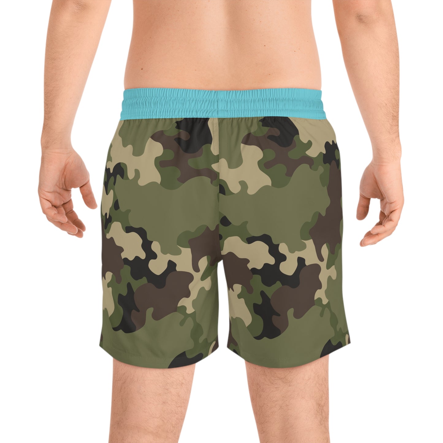 Costume da bagno militare con dettagli turchese di media lunghezza da uomo "Pussy" - Perfetti per le giornate in spiaggia