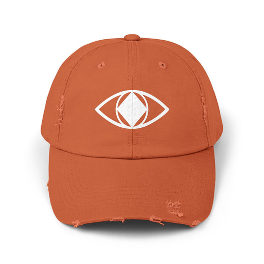 Unisex Distressed Eye Design Cap - Trendy and Relaxed Style