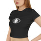 T-shirt cropped nera da donna di tendenza con grande logo “Metamoorphosis” - Perfetta per outfit casual