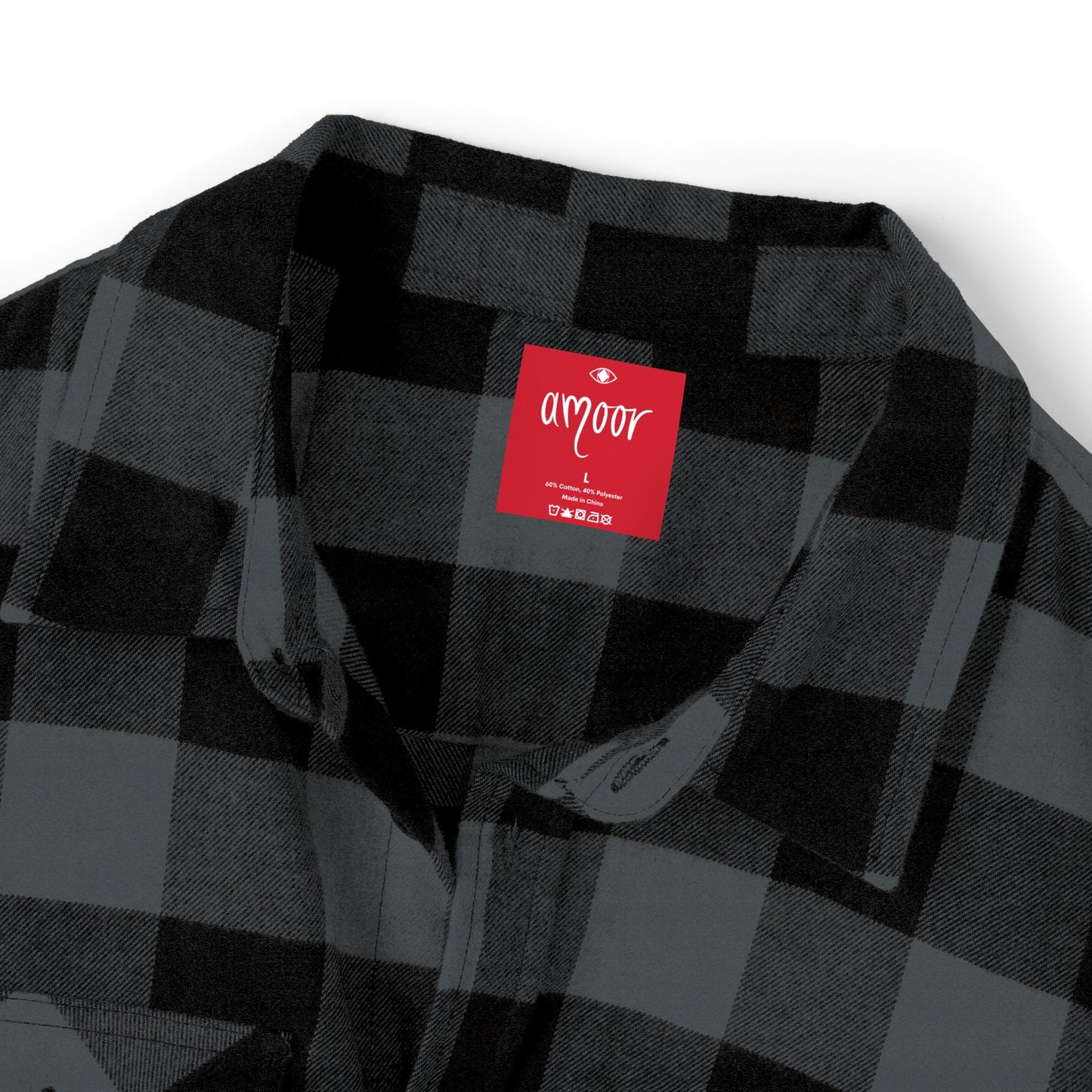 Unisex Flannel Shirt "AAA" di Amoor - Cozy Black & Gray Checkered Shirt