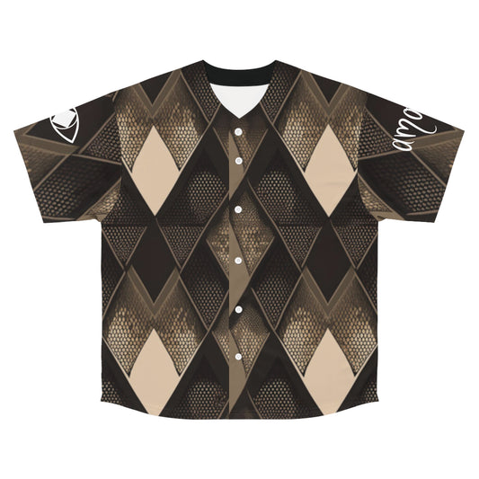 Maglia da baseball da uomo con logo 'SNK' e trama marrone