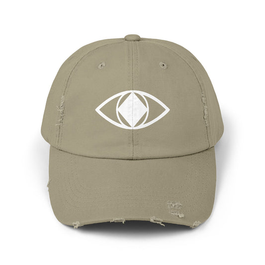 Unisex Distressed Eye Design Cap - Trendy and Relaxed Style