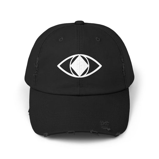 Unisex Distressed Eye Design Cap - Trendy and Relaxed Style