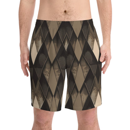 Stylish men's elasticated beach shorts ‘SNK’ brown weave