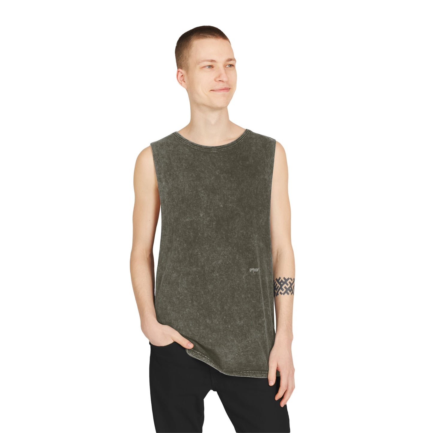 Unisex Grey Stonewash Tank Top "Doctrina Gitano" Design -Tee for Summer Vibes