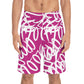 "AMR" Men's Board Shorts fluo pink & white