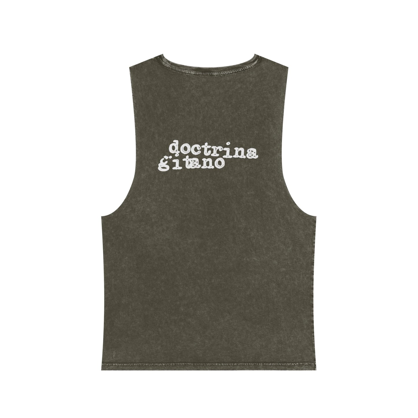 Unisex Grey Stonewash Tank Top "Doctrina Gitano" Design -Tee for Summer Vibes